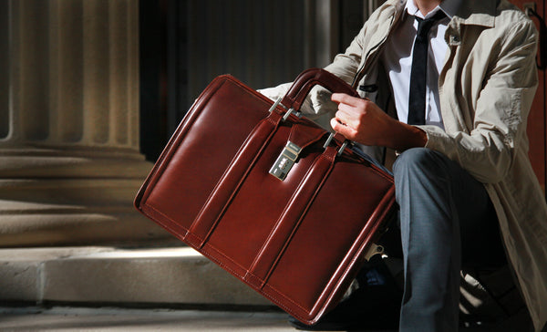 MORGAN | 17" Leather Litigator Laptop Briefcase