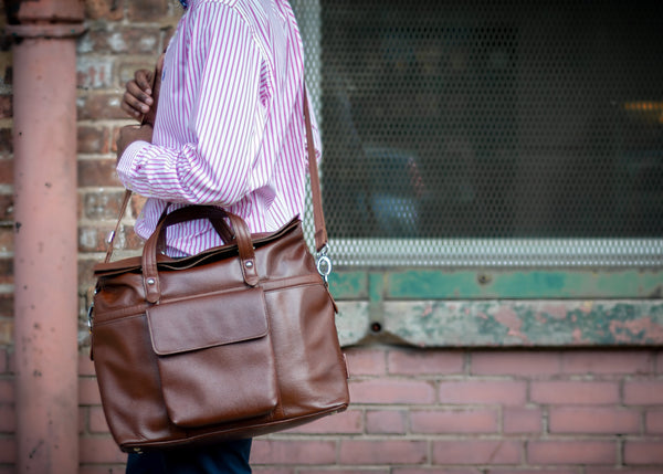 EDGEFIELD | 17” Leather Roll-Top Laptop Briefcase
