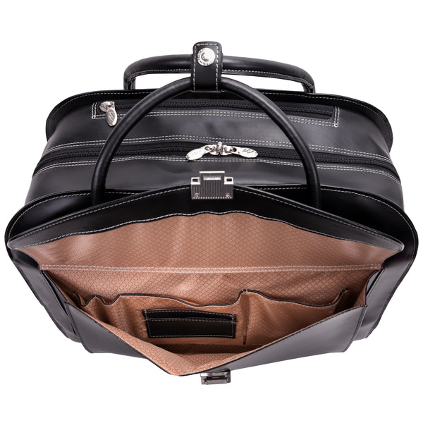 GRANVILLE | 15” Leather Wheeled Laptop Briefcase
