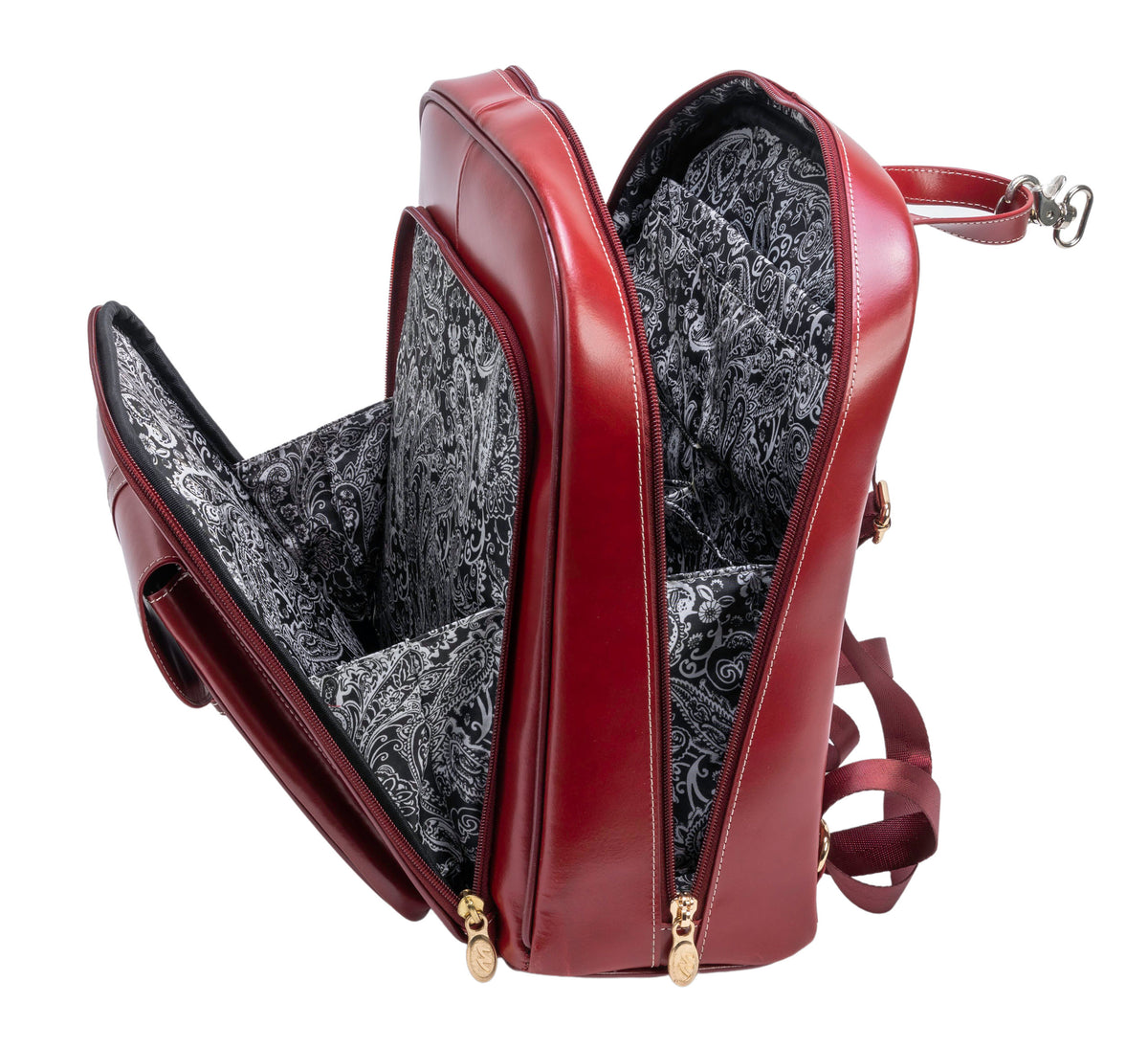 Ted Baker Burgundy Floral Leather Trim Inner Tablet Holder Tech Backpack OS Ted Baker Leather Exterior Backpack Bags & Handbags for  main image 4