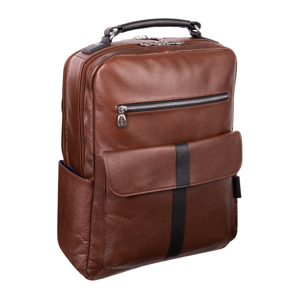 17” Leather Laptop Two-Tone Backpack