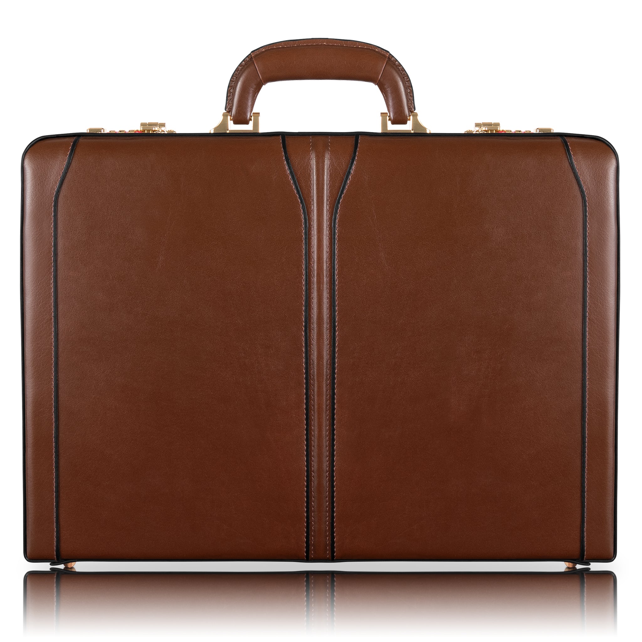 Lawson Brown Leather Briefcase - Front View