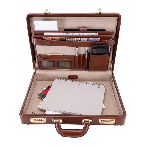 Lawson Leather Briefcase with Multiple Compartments