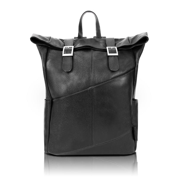 Chic 17” Leather Dual-Access Laptop Backpack