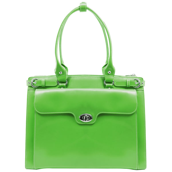 McKlein 15” Green Leather Laptop Briefcase - Professional Choice