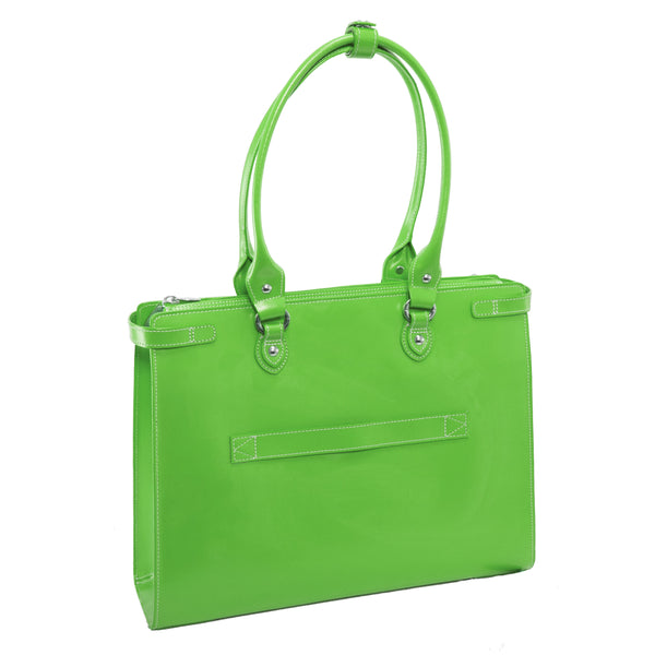 Functional 15” Green Leather Laptop Briefcase - Professional Style