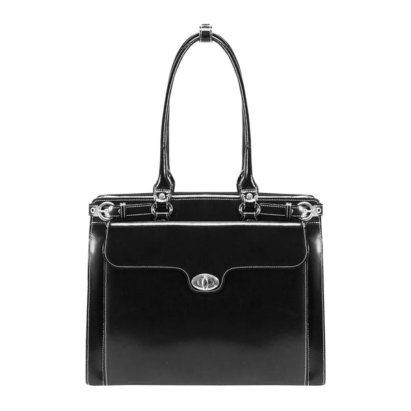 McKlein 15” Black Leather Laptop Briefcase - Sleek and Chic