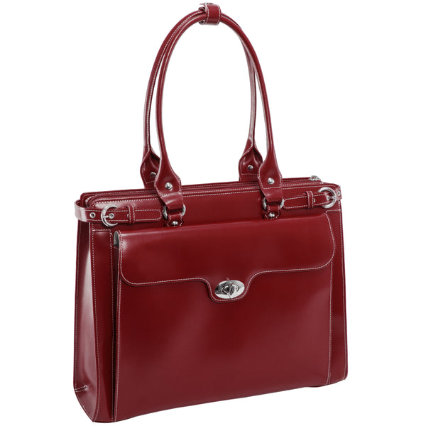 15” Red Leather Laptop Briefcase 