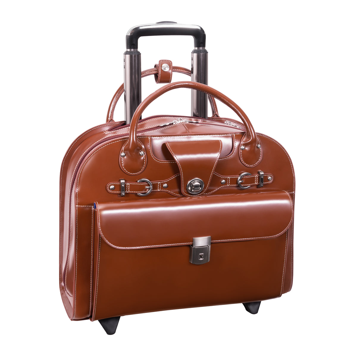 McKlein Uptown Leather Wheeled Laptop Briefcase - Brown