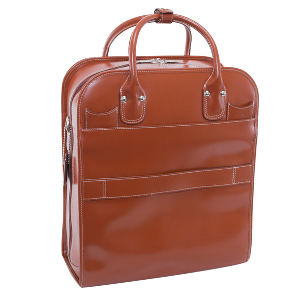 La Grange - 15” Premium Leather Rolling Laptop Bag - Top View