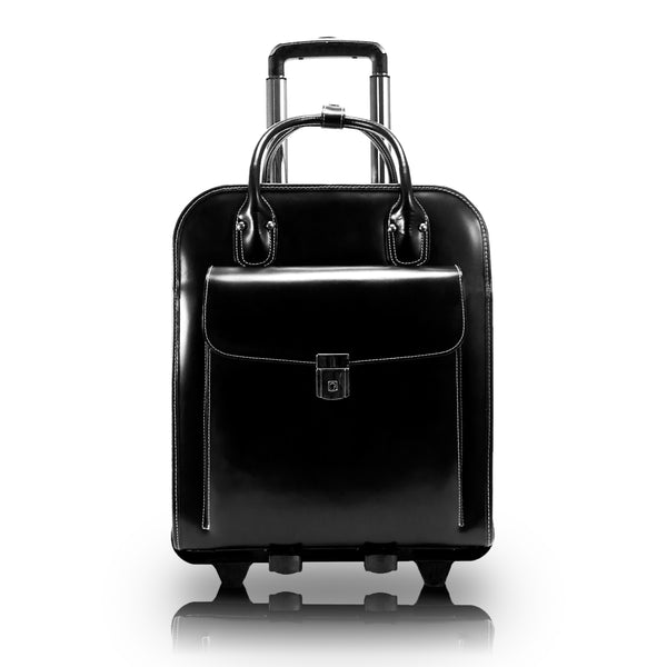 McKlein La Grange - 15” Black Leather Detachable-Wheeled Bag