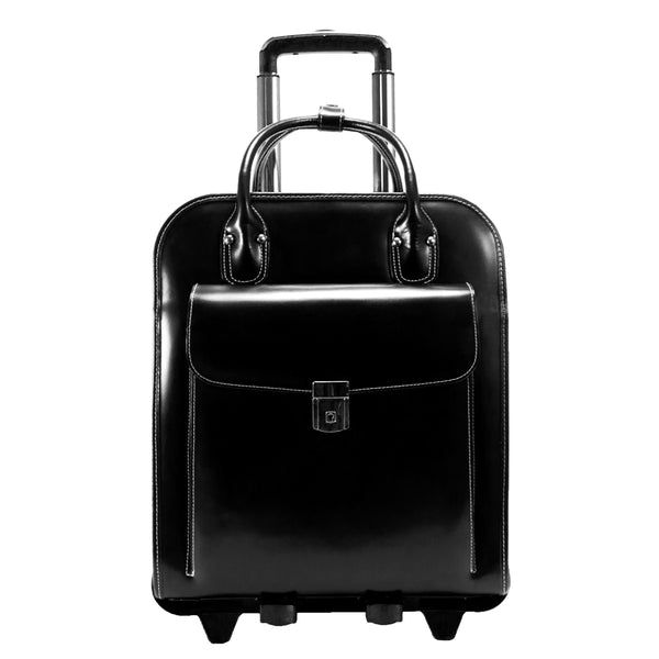 15” Black Leather Vertical Laptop Case - La Grange Professional