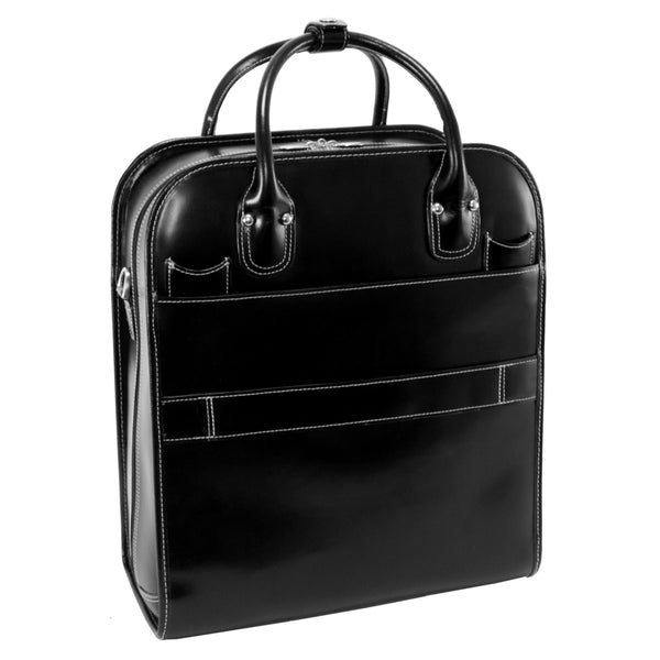 La Grange - 15” Leather Detachable-Wheeled Laptop Bag - Black