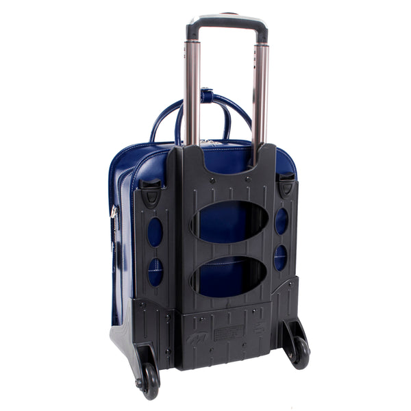 McKlein La Grange - 15” Blue Leather Detachable-Wheeled Bag