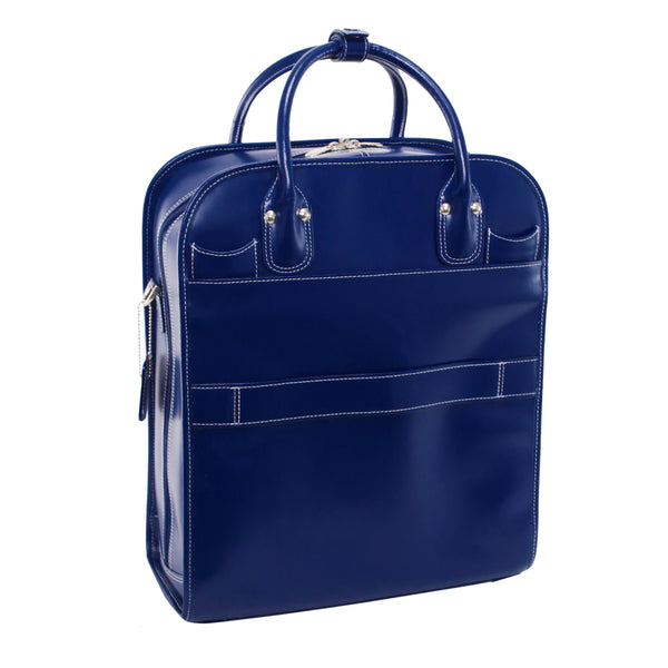 15” Blue Leather Vertical Laptop Case - La Grange Professional