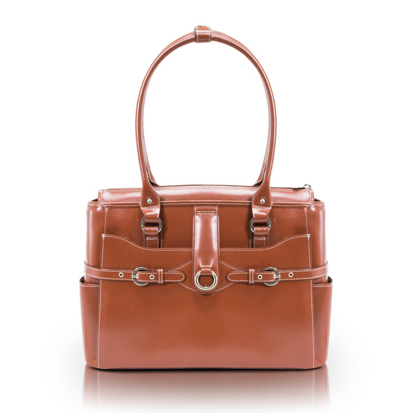 15” Leather Laptop Briefcase - Front View