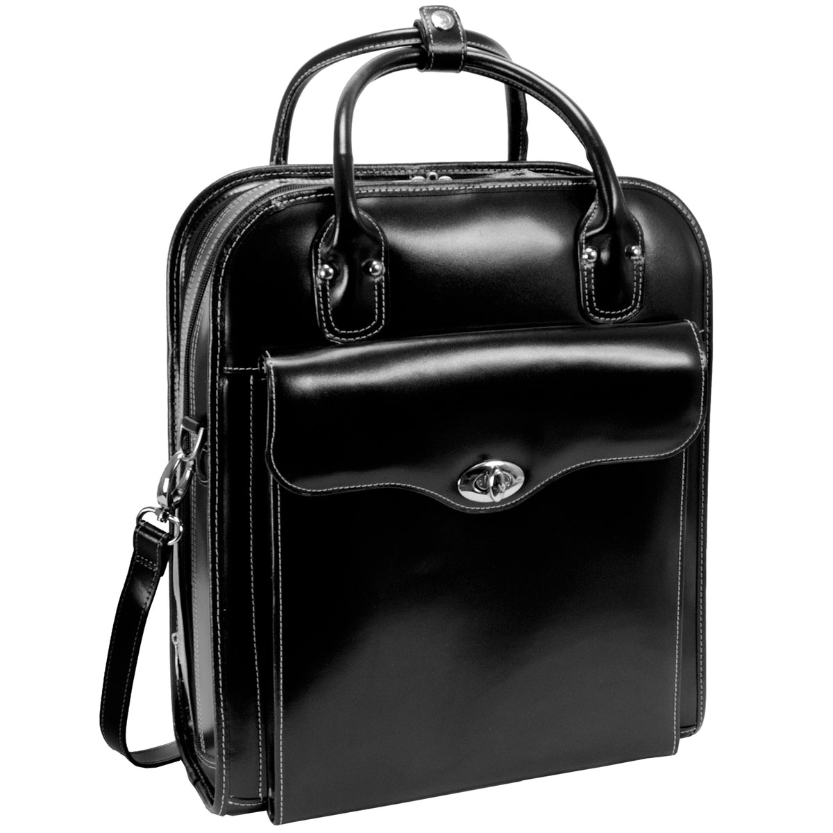 Melrose 9703 - 15” Leather Vertical Detachable-Wheeled Case