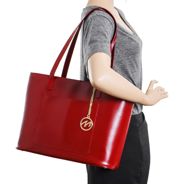 Alyson Red Leather Tote