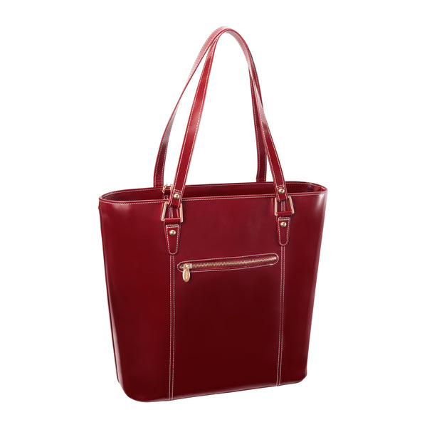 Red Leather Tablet Tote Elegance