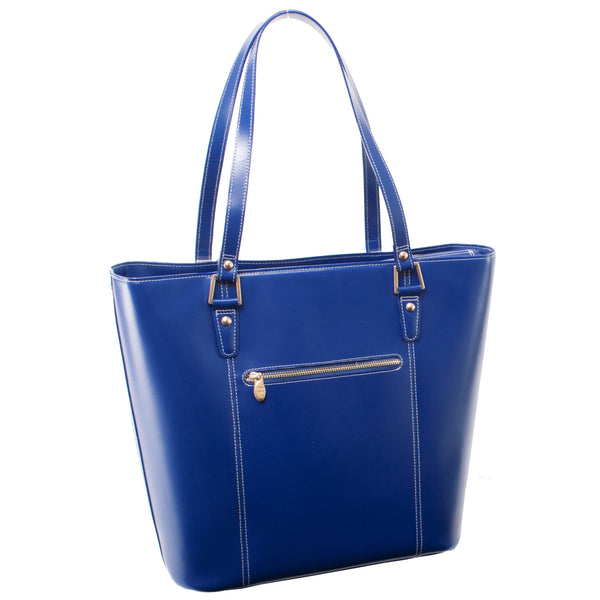 Blue Leather Tote Bag for Tech - Deva