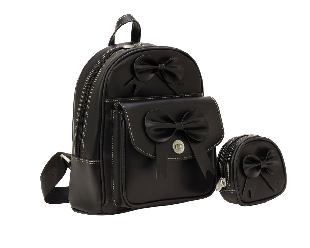 Leather Mini Backpack in Black