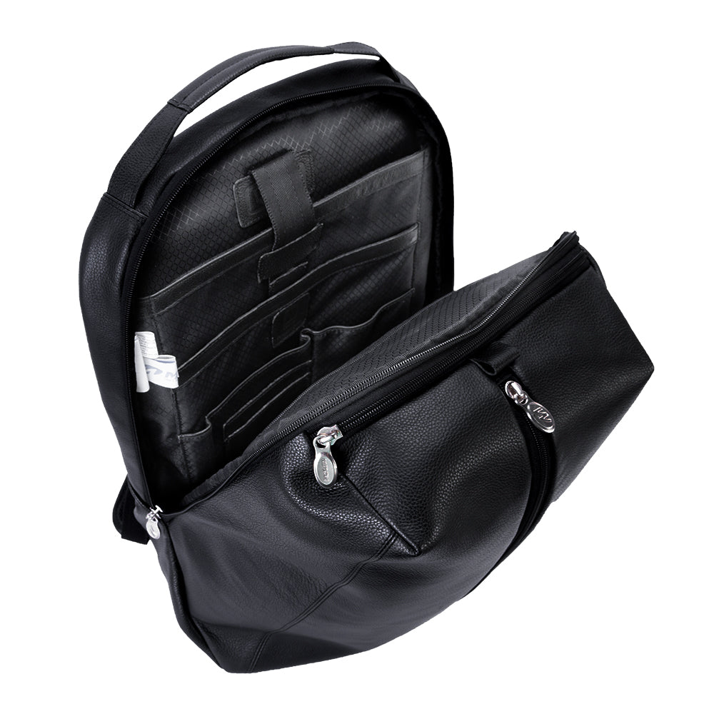 black leather computer backpack S88885 (Black) Leather Computer Backpack