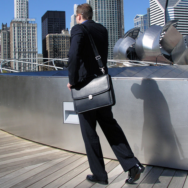 Modern Mobility with Chicago - 17” Leather Wheeled Laptop Case