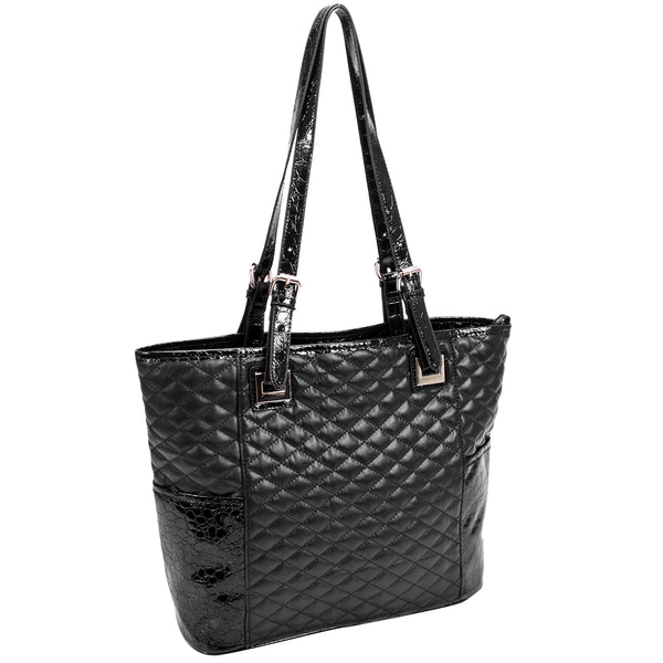 FARRAH | Quilted Croco Faux Leather Tote