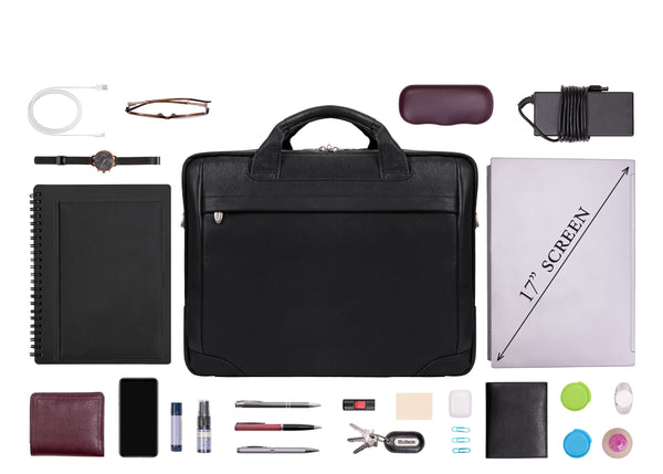 BRIDGEPORT | 17" Large Leather Laptop & Tablet Briefcase