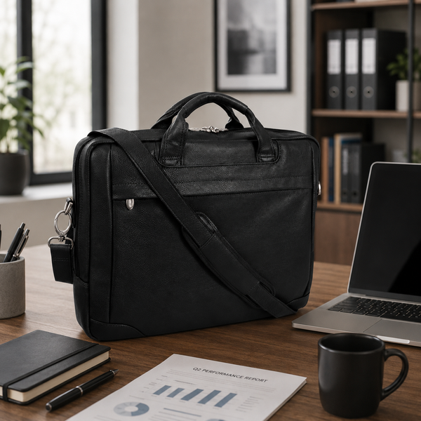 BRONZEVILLE | 15" Medium Leather Laptop & Tablet Briefcase