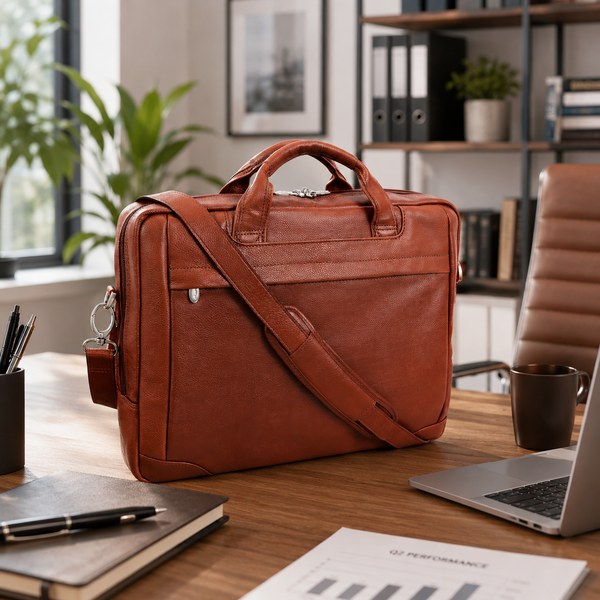 MONTCLARE | 13" Leather Laptop & Tablet Briefcase