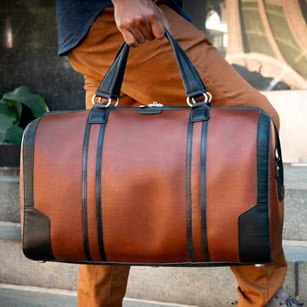KINZIE | Leather Two-Tone Carry-All Tablet Duffel