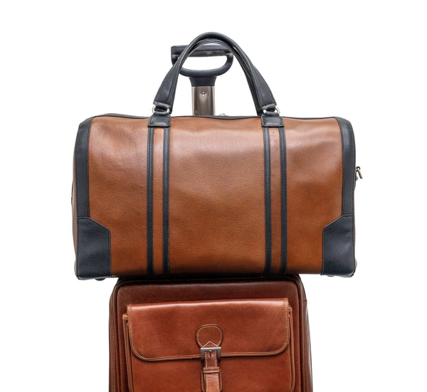 KINZIE | Leather Two-Tone Carry-All Tablet Duffel