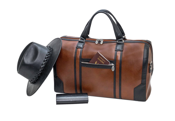 KINZIE | Leather Two-Tone Carry-All Tablet Duffel