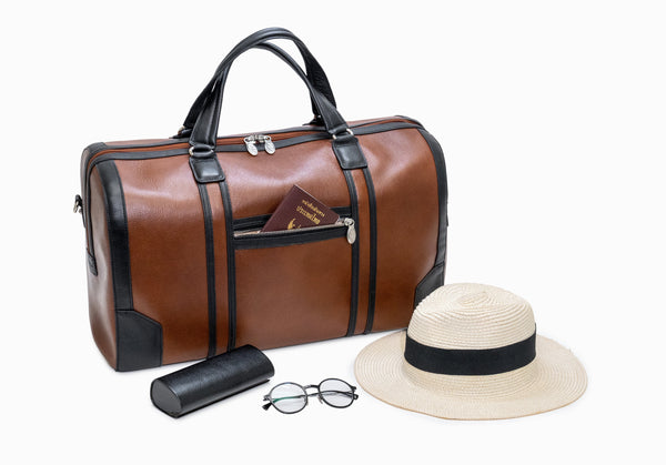 KINZIE | Leather Two-Tone Carry-All Tablet Duffel