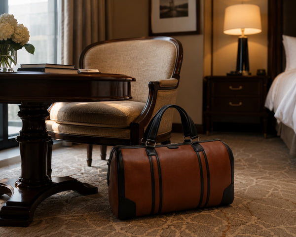 KINZIE | Leather Two-Tone Carry-All Tablet Duffel