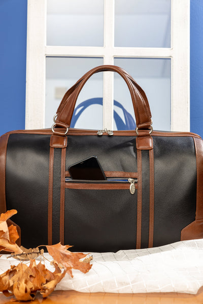 KINZIE | Leather Two-Tone Carry-All Tablet Duffel