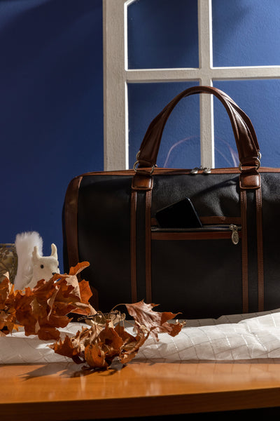KINZIE | Leather Two-Tone Carry-All Tablet Duffel