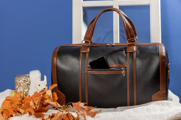KINZIE | Leather Two-Tone Carry-All Tablet Duffel