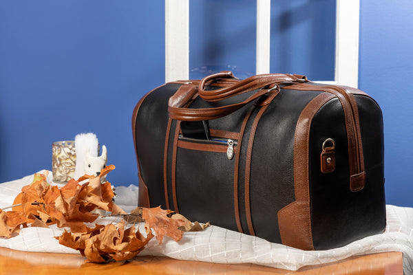 KINZIE | Leather Two-Tone Carry-All Tablet Duffel