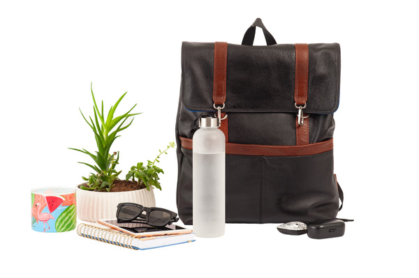 ELEMENT | 17” Leather Two-Tone Flap Over Laptop Backpack