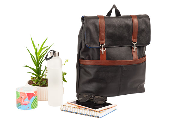 ELEMENT | 17” Leather Two-Tone Flap Over Laptop Backpack