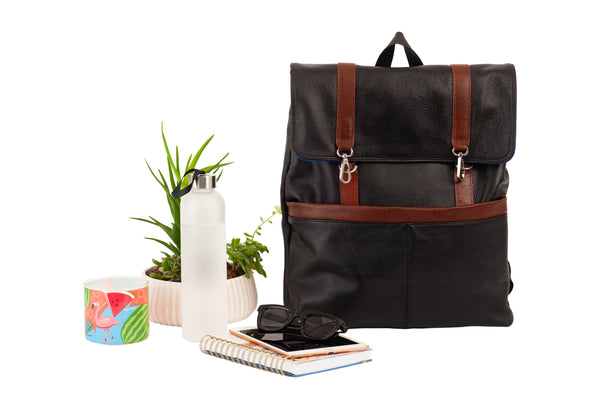 ELEMENT | 17” Leather Two-Tone Flap Over Laptop Backpack