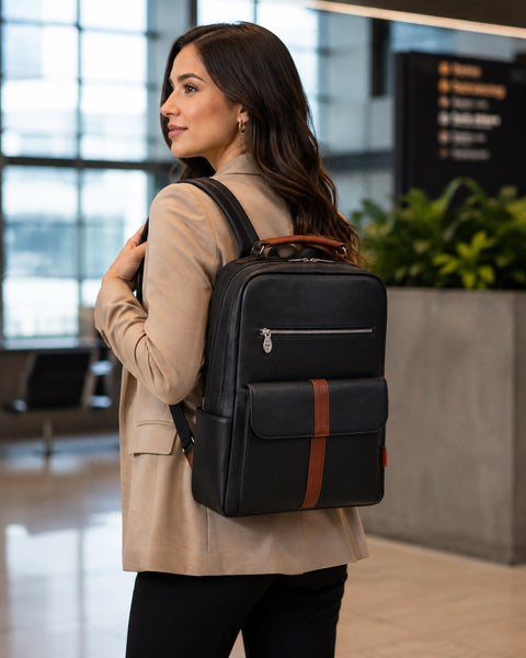 LOGAN | 17” Leather Two-Tone Laptop Backpack