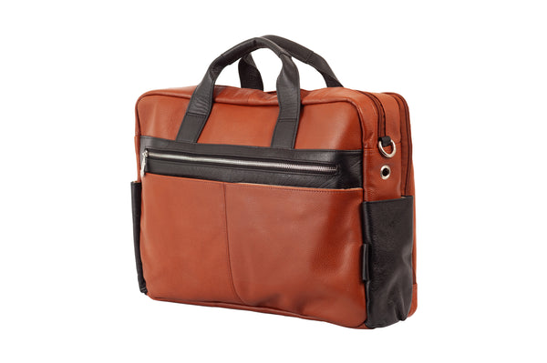 SOUTHPORT | 17” Leather Two-Tone Laptop Briefcase