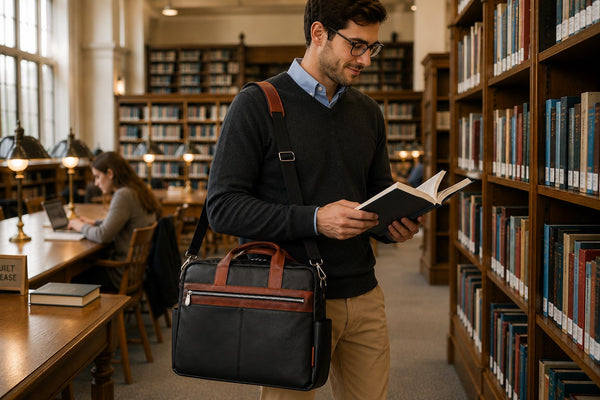 SOUTHPORT | 17” Leather Two-Tone Laptop Briefcase