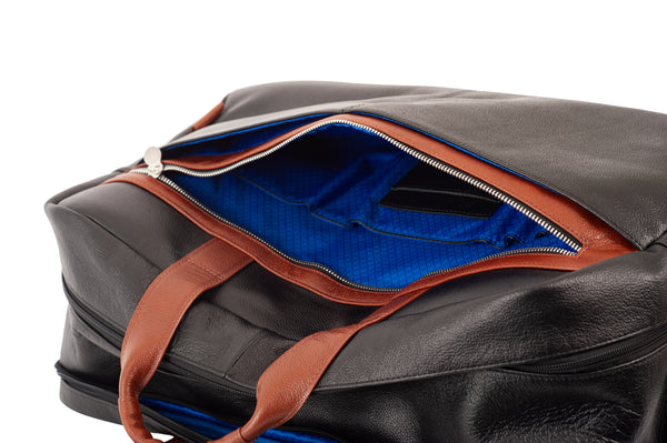 WELLINGTON  | 21” Leather Carry-All Two-Tone Laptop Duffel
