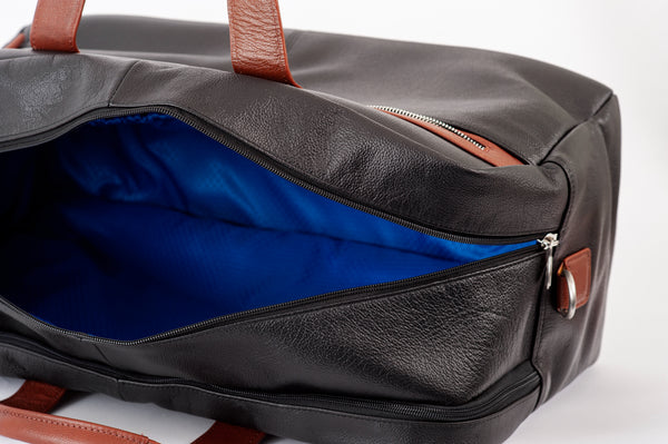 WELLINGTON  | 21” Leather Carry-All Two-Tone Laptop Duffel