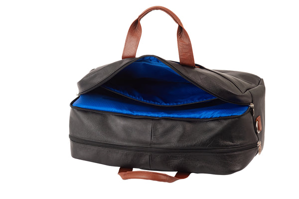 WELLINGTON  | 21” Leather Carry-All Two-Tone Laptop Duffel