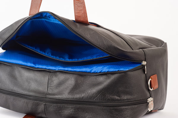 WELLINGTON  | 21” Leather Carry-All Two-Tone Laptop Duffel